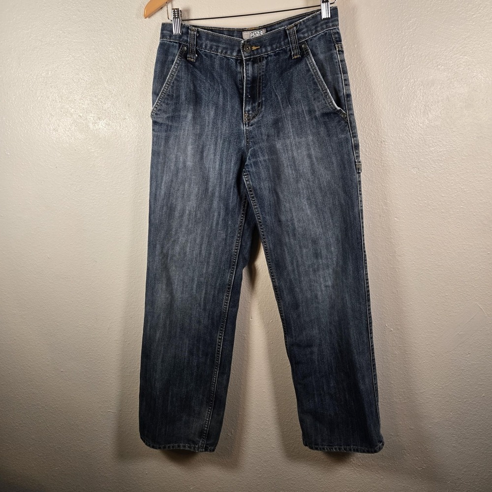 Old Navy Painterโ Jeans Boys 18 Blue High Rise Straight Relaxed Denim